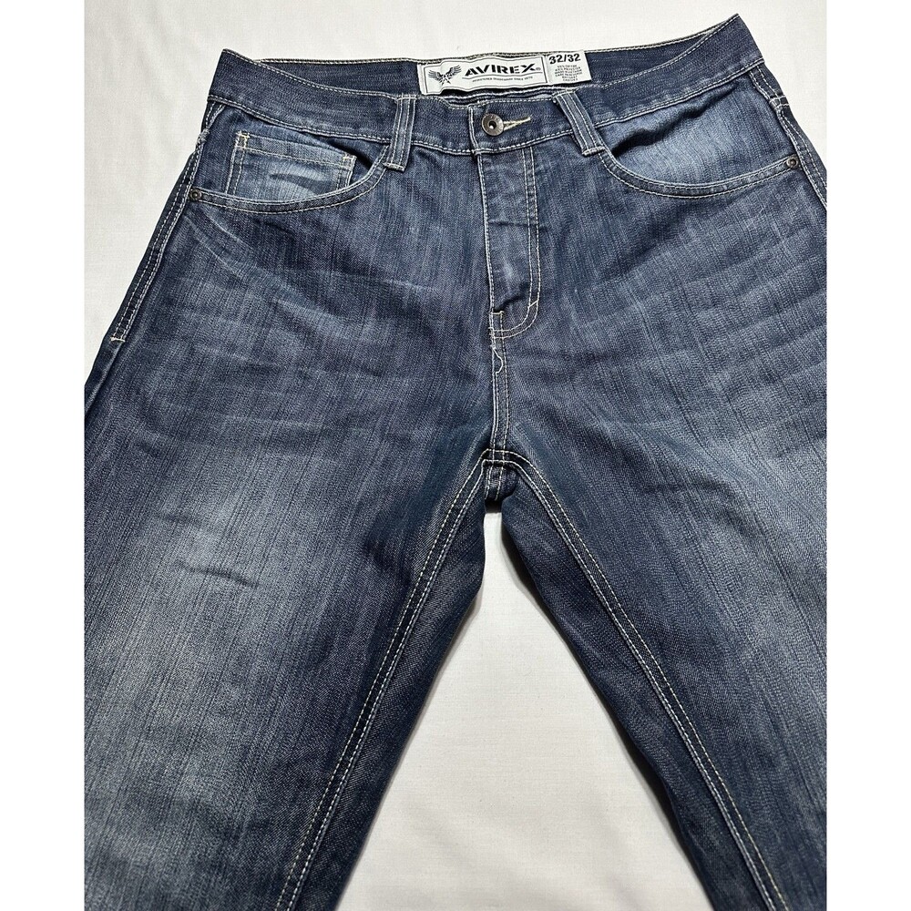 Avirex Jeans Mens 32X32 Pants Grunge Hip Hop Pockets Embroidered Design *READ** - Picture 2 of 15